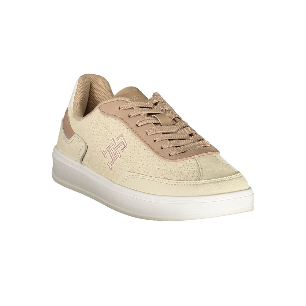 Tommy Hilfiger Beige Leather Women Sneaker - Beyzy Store - Tommy Hilfiger