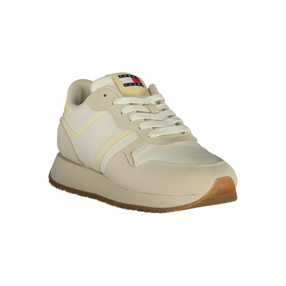 Tommy Hilfiger Beige Leather Women Sneaker - Beyzy Store - Tommy Hilfiger