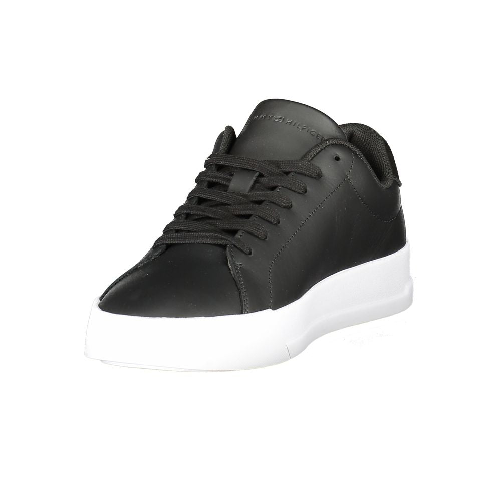 Tommy Hilfiger Black Leather Men Sneaker - Beyzy Store - Tommy Hilfiger