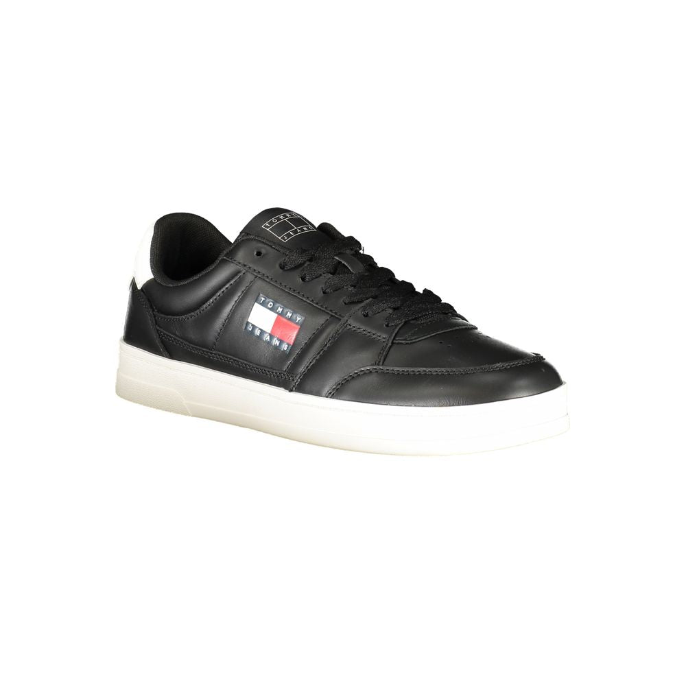 Tommy Hilfiger Black Leather Men Sneaker - Beyzy Store - Tommy Hilfiger