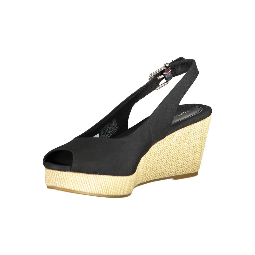 Tommy Hilfiger Black Leather Women Sandal - Beyzy Store - Tommy Hilfiger