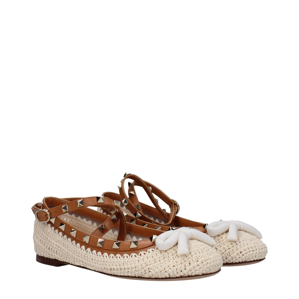 Valentino Garavani Beige Raffia Ballet Flat - Beyzy Store - Valentino Garavani