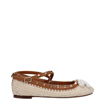 Valentino Garavani Beige Raffia Ballet Flat - Beyzy Store - Valentino Garavani