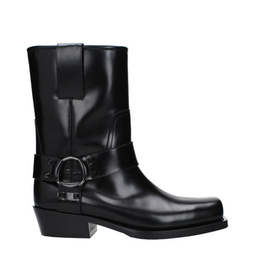 Valentino Garavani Black Leather Ankle - Beyzy Store - Valentino Garavani