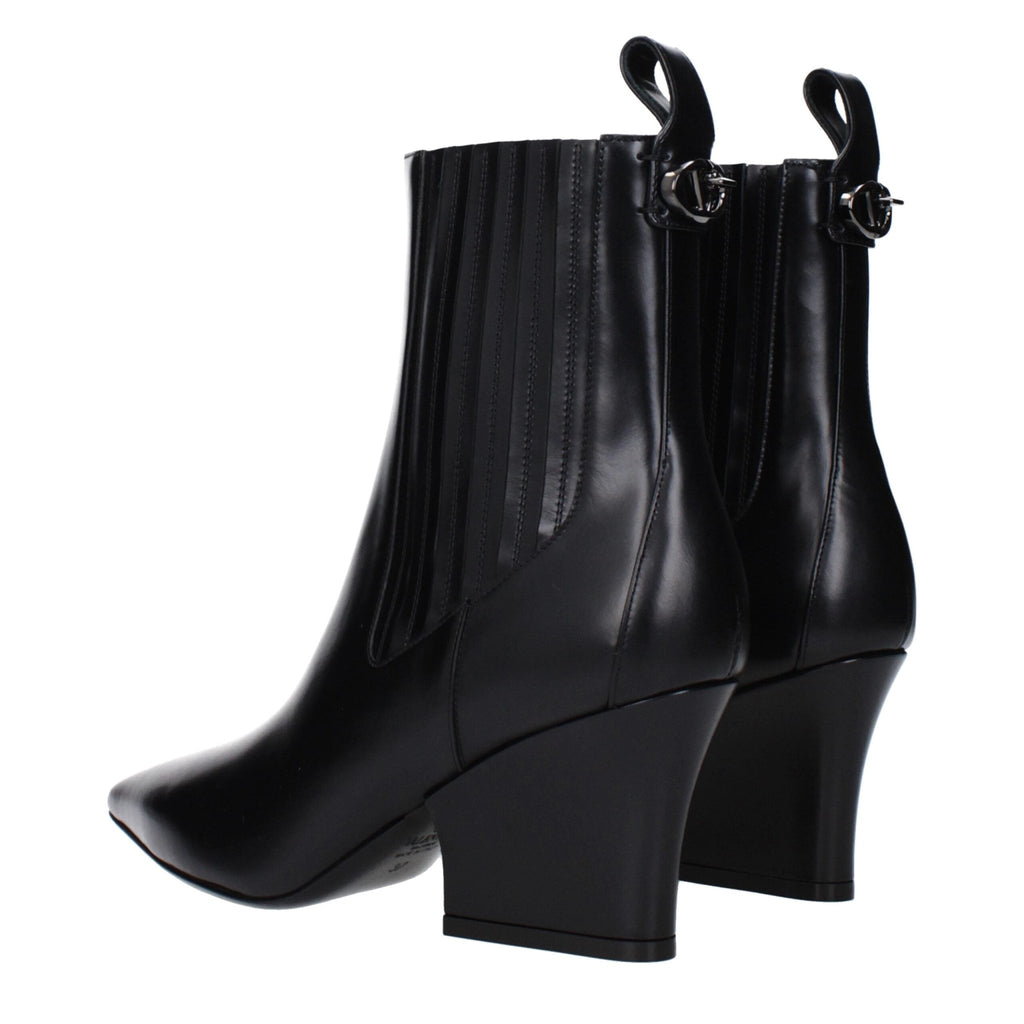 Valentino Garavani Black Leather Ankle - Beyzy Store - Valentino Garavani