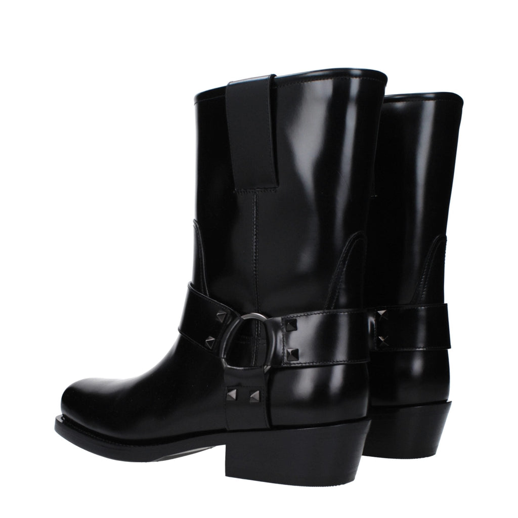 Valentino Garavani Black Leather Ankle - Beyzy Store - Valentino Garavani