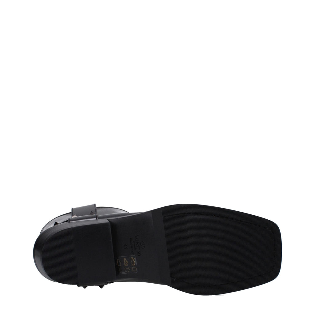 Valentino Garavani Black Leather Ankle - Beyzy Store - Valentino Garavani