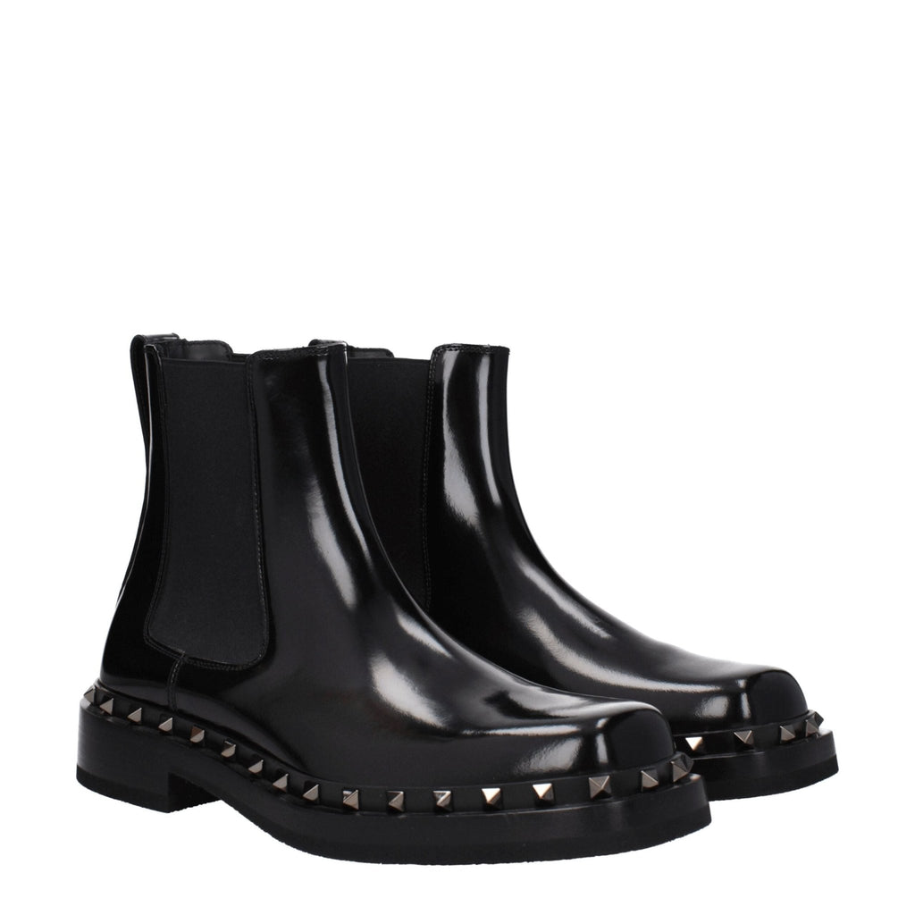 Valentino Garavani Black Leather Ankle - Beyzy Store - Valentino Garavani
