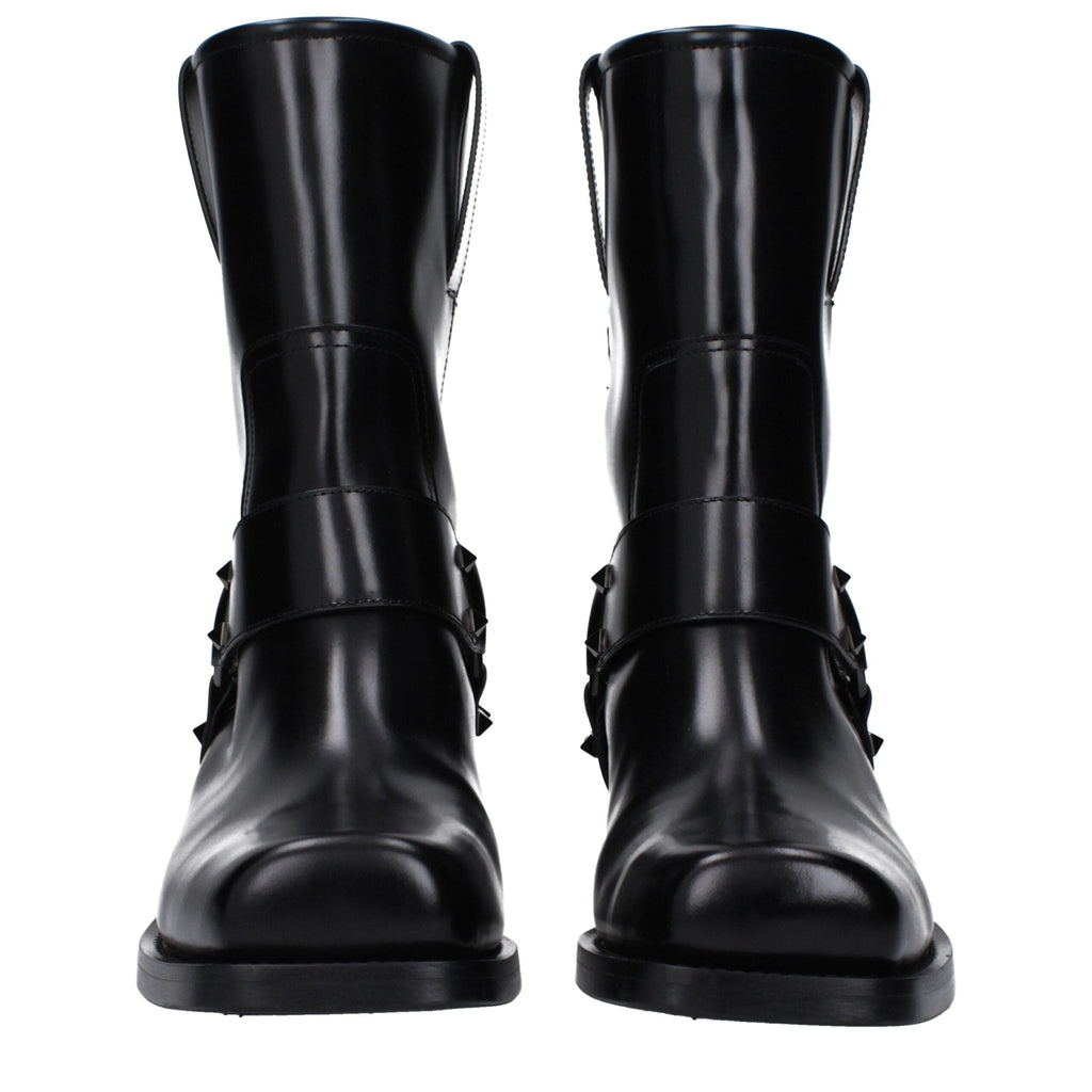 Valentino Garavani Black Leather Ankle - Beyzy Store - Valentino Garavani