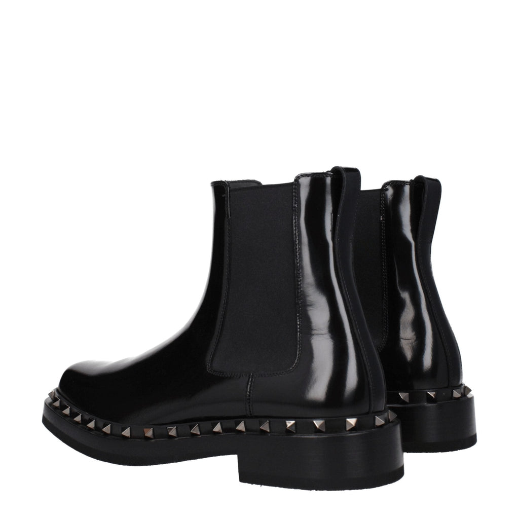 Valentino Garavani Black Leather Ankle - Beyzy Store - Valentino Garavani