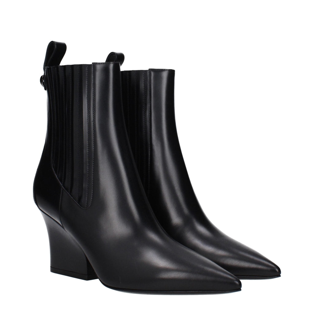 Valentino Garavani Black Leather Ankle - Beyzy Store - Valentino Garavani