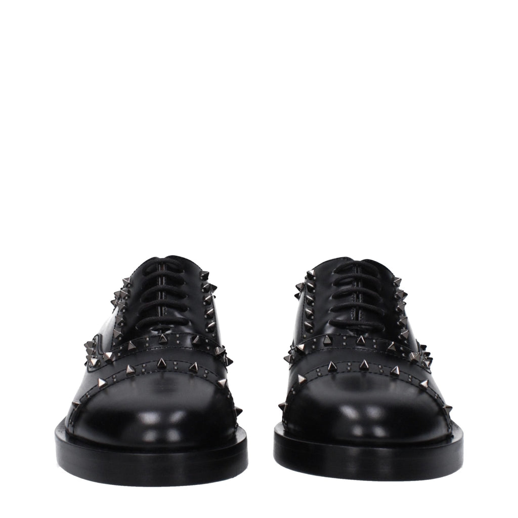 Valentino Garavani Black Leather Oxfords And Derby - Beyzy Store - Valentino Garavani