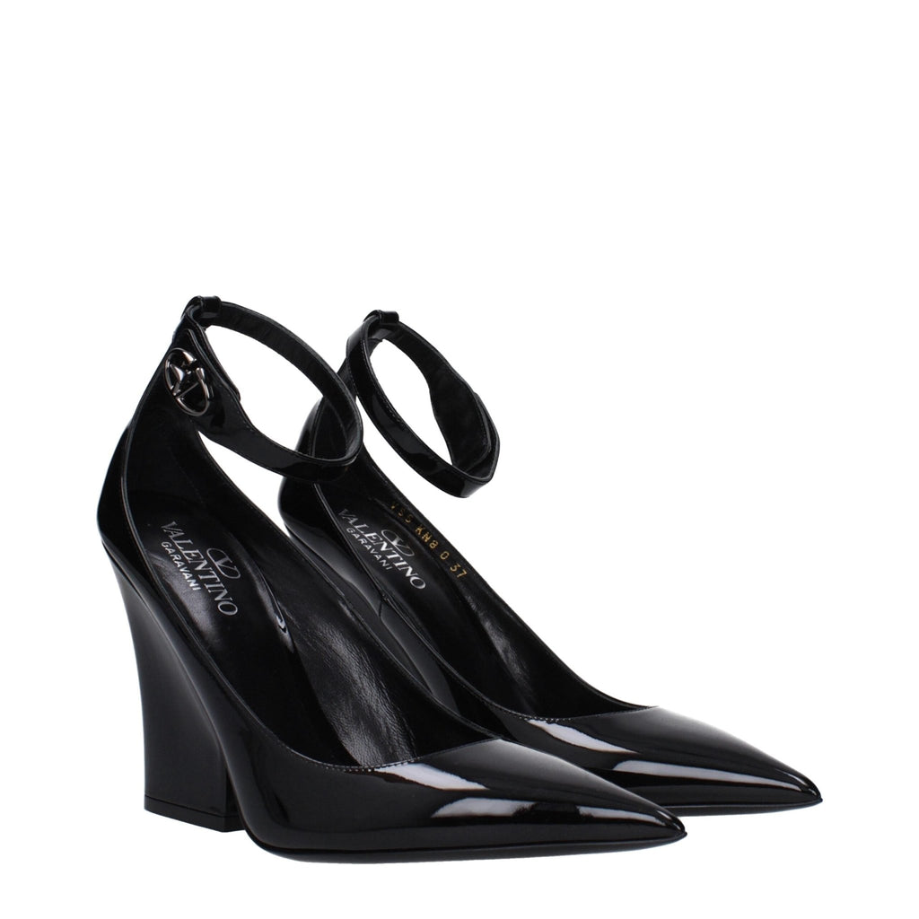 Valentino Garavani Black Leather Platforms Pumps - Beyzy Store - Valentino Garavani