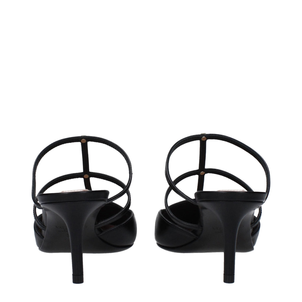 Valentino Garavani Black Leather Sandal - Beyzy Store - Valentino Garavani