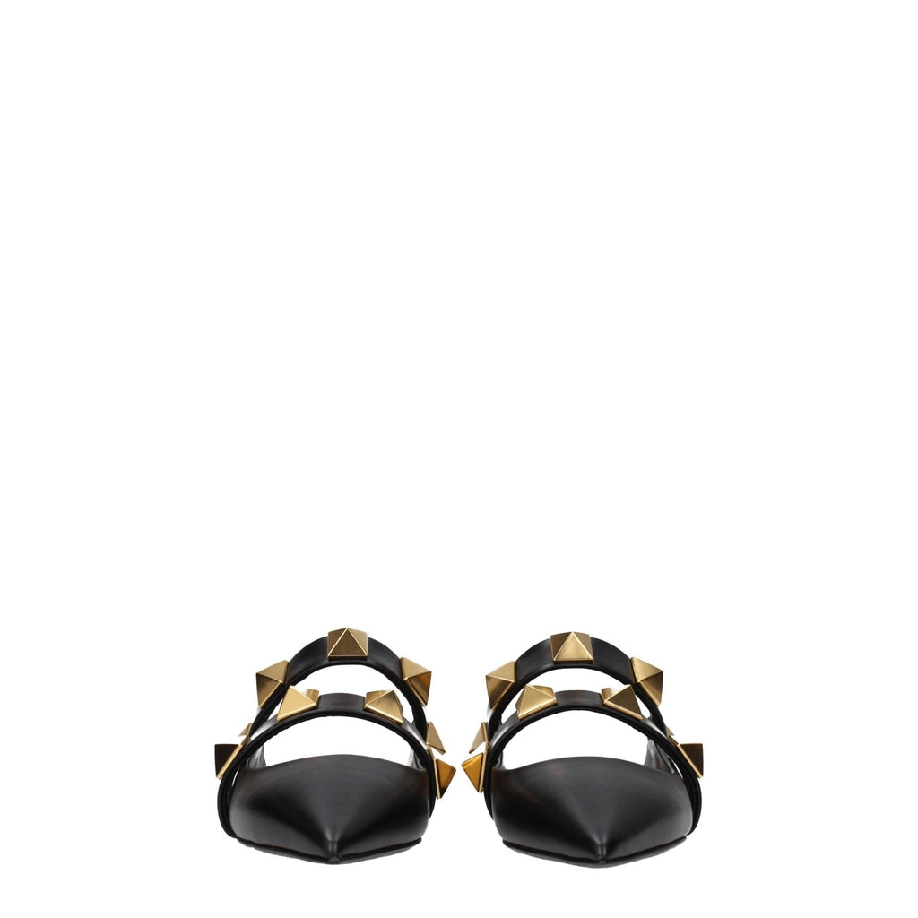 Valentino Garavani Black Leather Sandal - Beyzy Store - Valentino Garavani