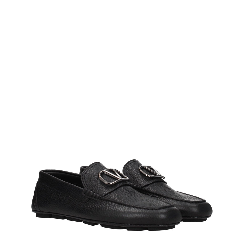 Valentino Garavani Black Leather Slip - On Loafers - Beyzy Store - Valentino Garavani