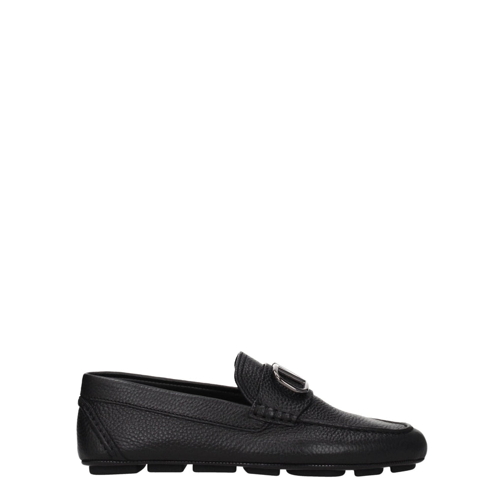 Valentino Garavani Black Leather Slip - On Loafers - Beyzy Store - Valentino Garavani