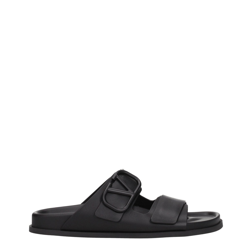 Valentino Garavani Black Leather Slipper - Beyzy Store - Valentino Garavani