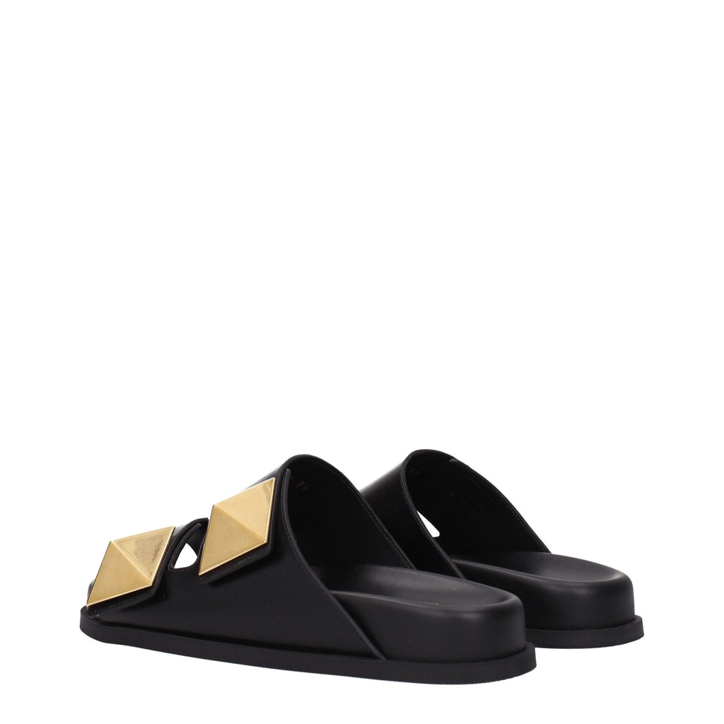 Valentino Garavani Black Leather Slipper - Beyzy Store - Valentino Garavani