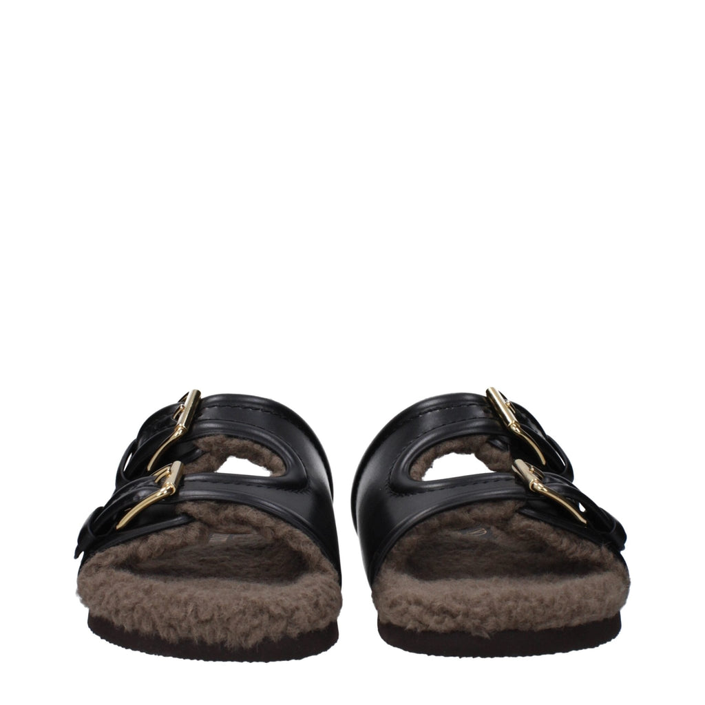 Valentino Garavani Black Leather Slipper - Beyzy Store - Valentino Garavani