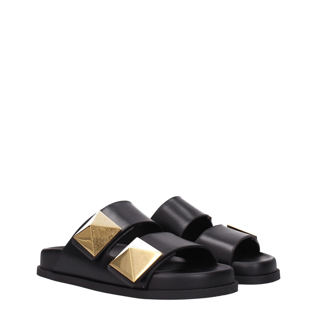 Valentino Garavani Black Leather Slipper - Beyzy Store - Valentino Garavani