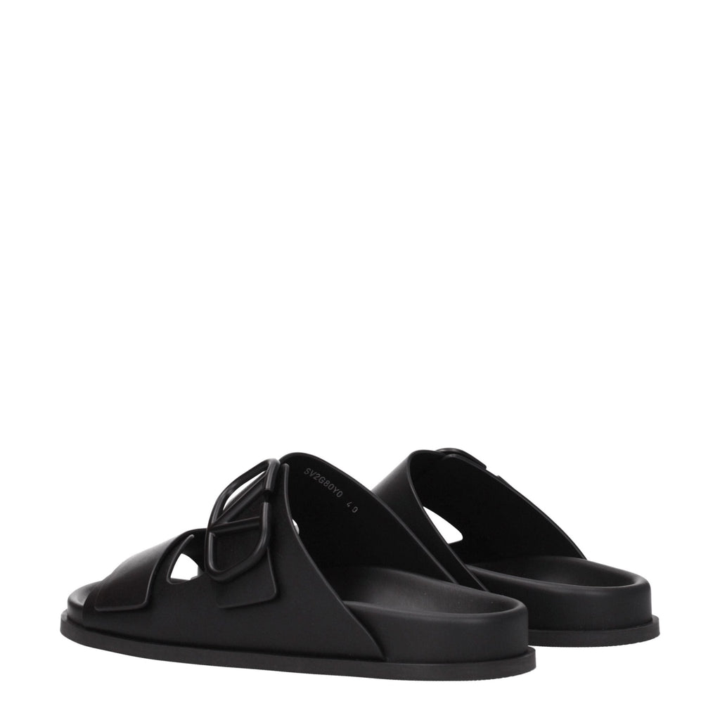 Valentino Garavani Black Leather Slipper - Beyzy Store - Valentino Garavani