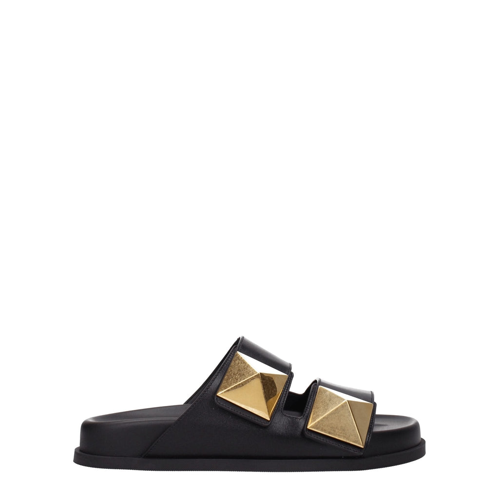 Valentino Garavani Black Leather Slipper - Beyzy Store - Valentino Garavani