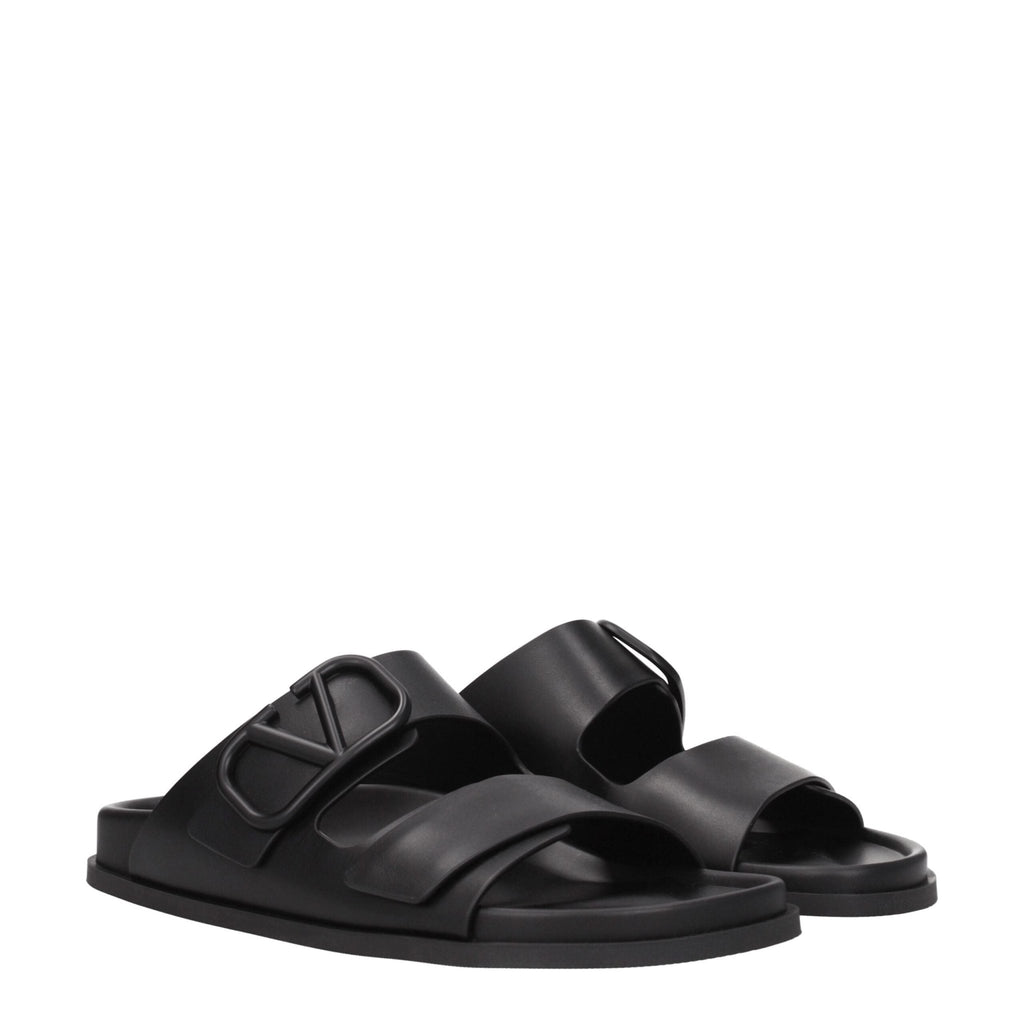 Valentino Garavani Black Leather Slipper - Beyzy Store - Valentino Garavani