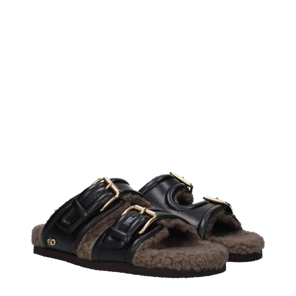Valentino Garavani Black Leather Slipper - Beyzy Store - Valentino Garavani