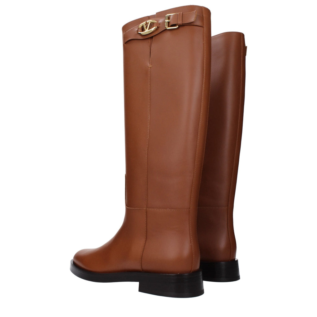 Valentino Garavani Brown Leather Boot - Beyzy Store - Valentino Garavani