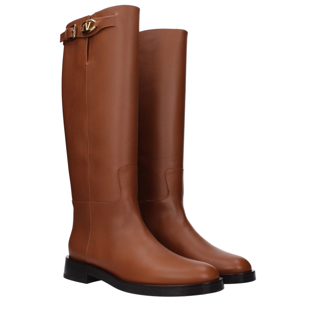 Valentino Garavani Brown Leather Boot - Beyzy Store - Valentino Garavani