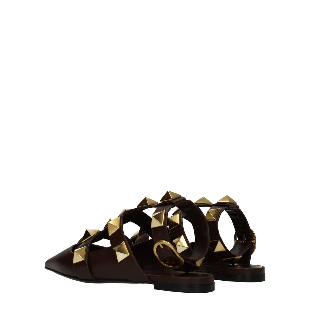 Valentino Garavani Brown Leather Sandal - Beyzy Store - Valentino Garavani