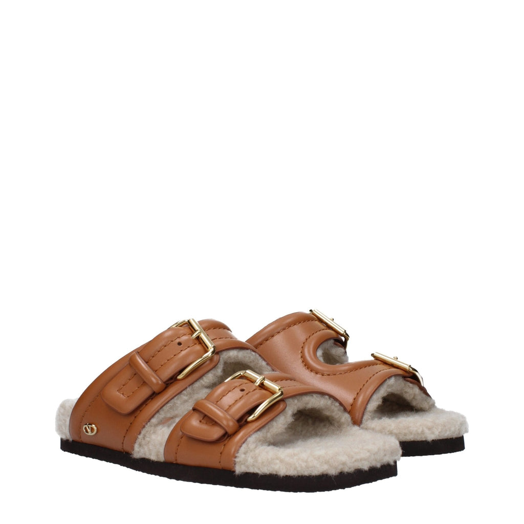 Valentino Garavani Brown Leather Slipper - Beyzy Store - Valentino Garavani