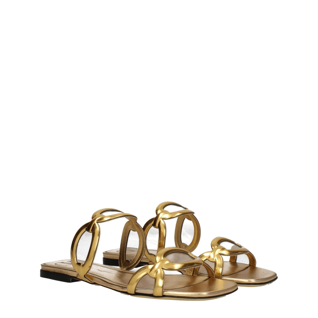 Valentino Garavani Gold Leather Slipper - Beyzy Store - Valentino Garavani