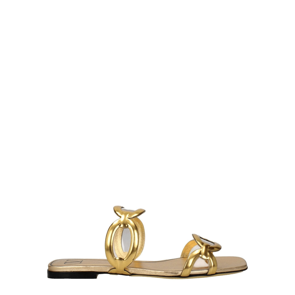 Valentino Garavani Gold Leather Slipper - Beyzy Store - Valentino Garavani