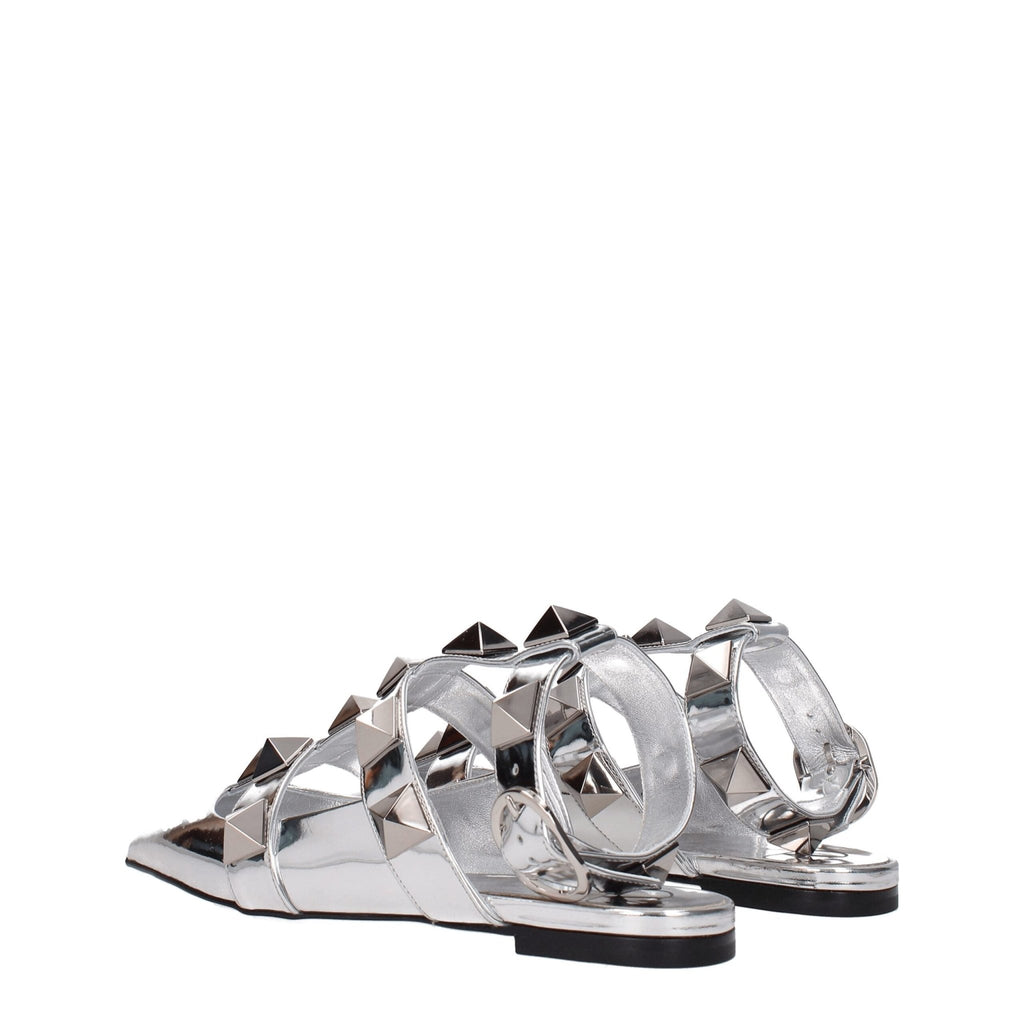 Valentino Garavani Gray Leather Sandal - Beyzy Store - Valentino Garavani