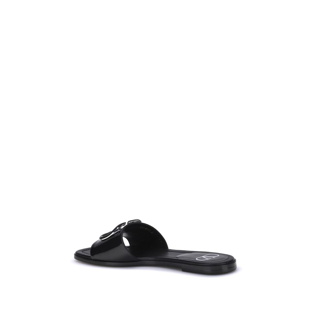 Valentino Garavani Patent leathe VLogo slide Sandals - Beyzy Store - Valentino Garavani