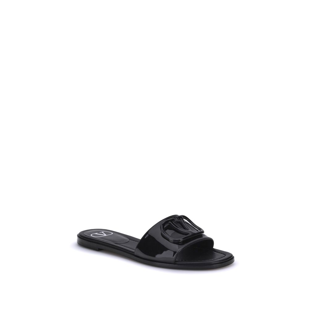 Valentino Garavani Patent leathe VLogo slide Sandals - Beyzy Store - Valentino Garavani