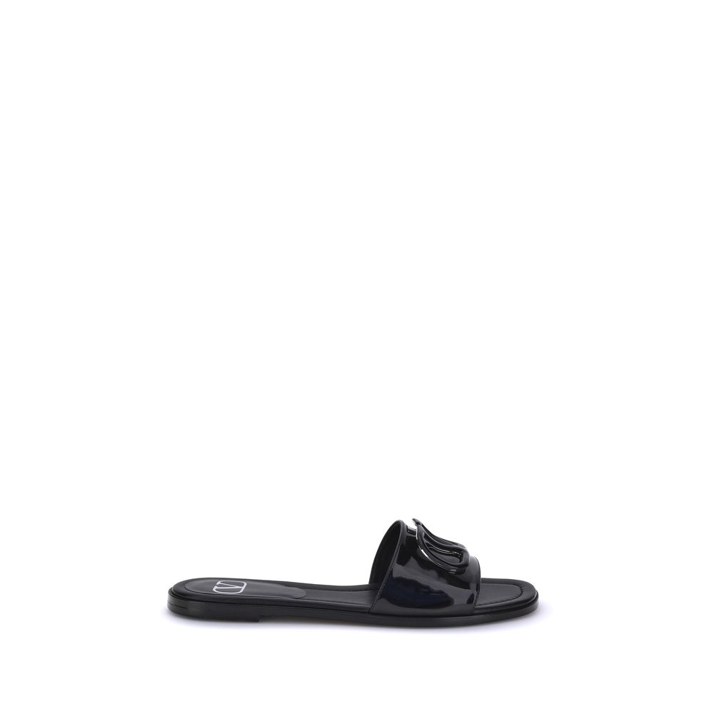 Valentino Garavani Patent leathe VLogo slide Sandals - Beyzy Store - Valentino Garavani