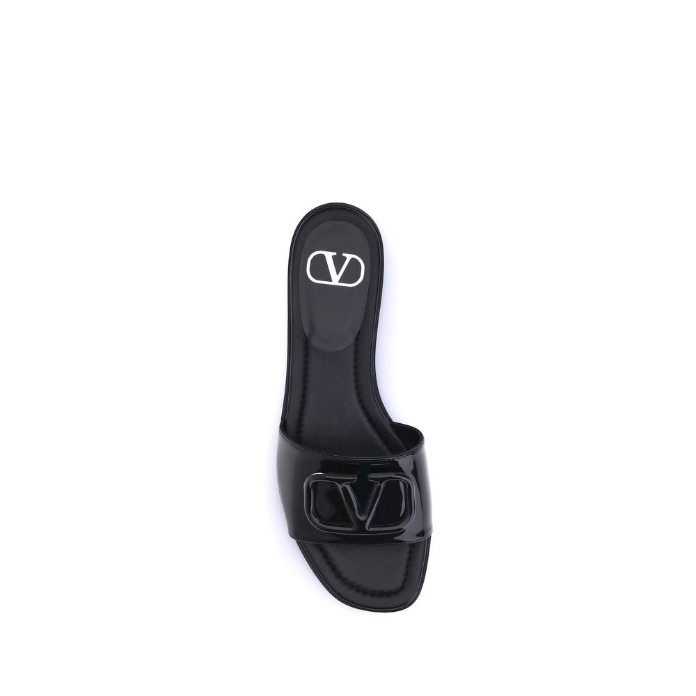 Valentino Garavani Patent leathe VLogo slide Sandals - Beyzy Store - Valentino Garavani
