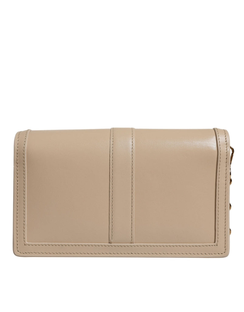 Versace Beige Gold Chain Calf Leather Wallet Crossbody Bag - Beyzy Store - Versace