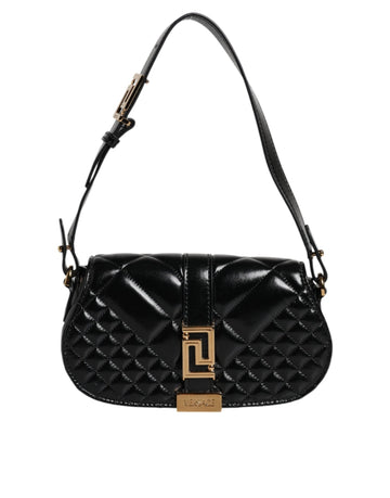 Versace Black Calf Leather Quilted Shoulder Strap Bag - Beyzy Store - Versace