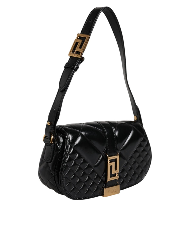 Versace Black Calf Leather Quilted Shoulder Strap Bag - Beyzy Store - Versace