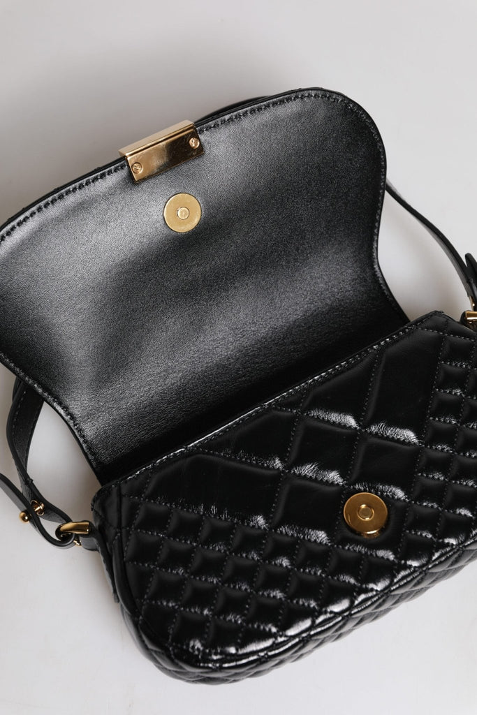 Versace Black Calf Leather Quilted Shoulder Strap Bag - Beyzy Store - Versace