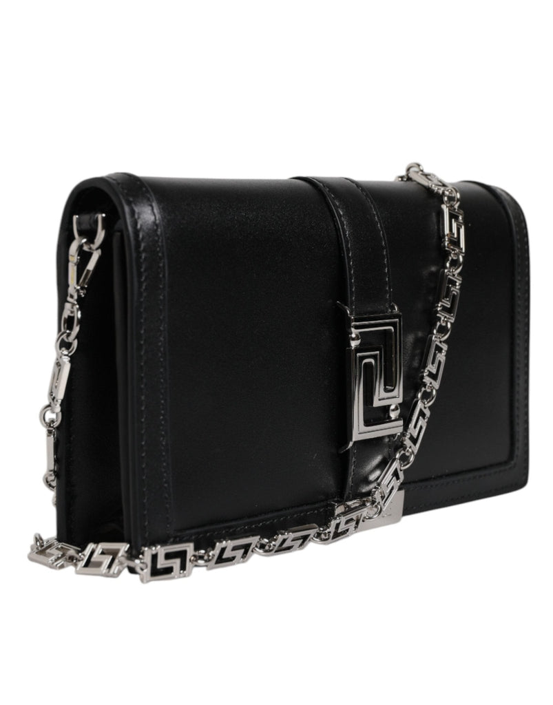 Versace Black Calfskin Leather Chain Strap Shoulder Crossbody Bag - Beyzy Store - Versace