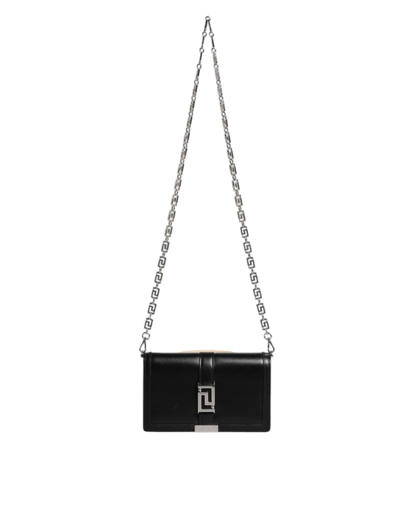 Versace Black Calfskin Leather Chain Strap Shoulder Crossbody Bag - Beyzy Store - Versace