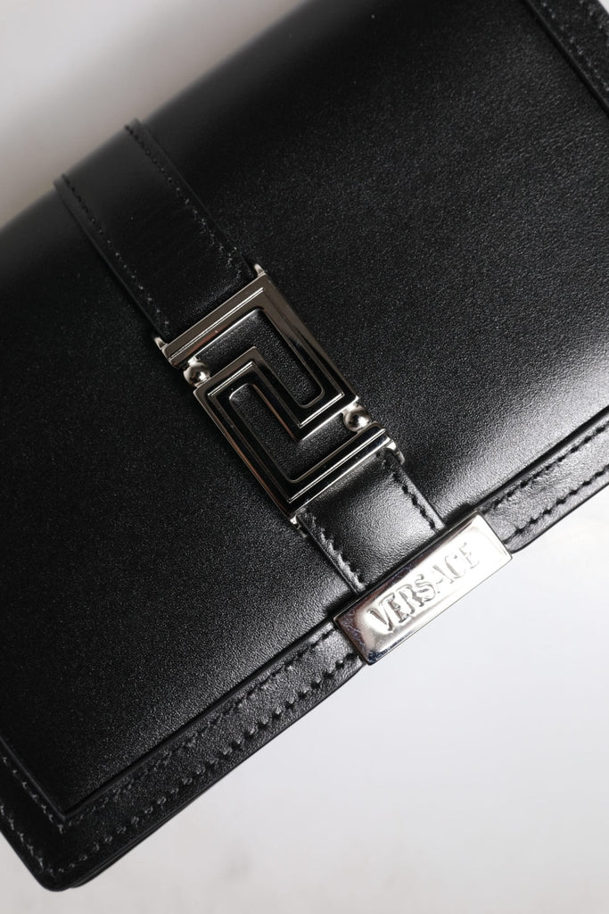Versace Black Calfskin Leather Chain Strap Shoulder Crossbody Bag - Beyzy Store - Versace