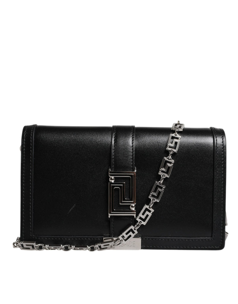Versace Black Calfskin Leather Chain Strap Shoulder Crossbody Bag - Beyzy Store - Versace