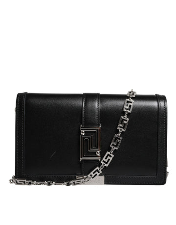 Versace Black Calfskin Leather Chain Strap Shoulder Crossbody Bag - Beyzy Store - Versace