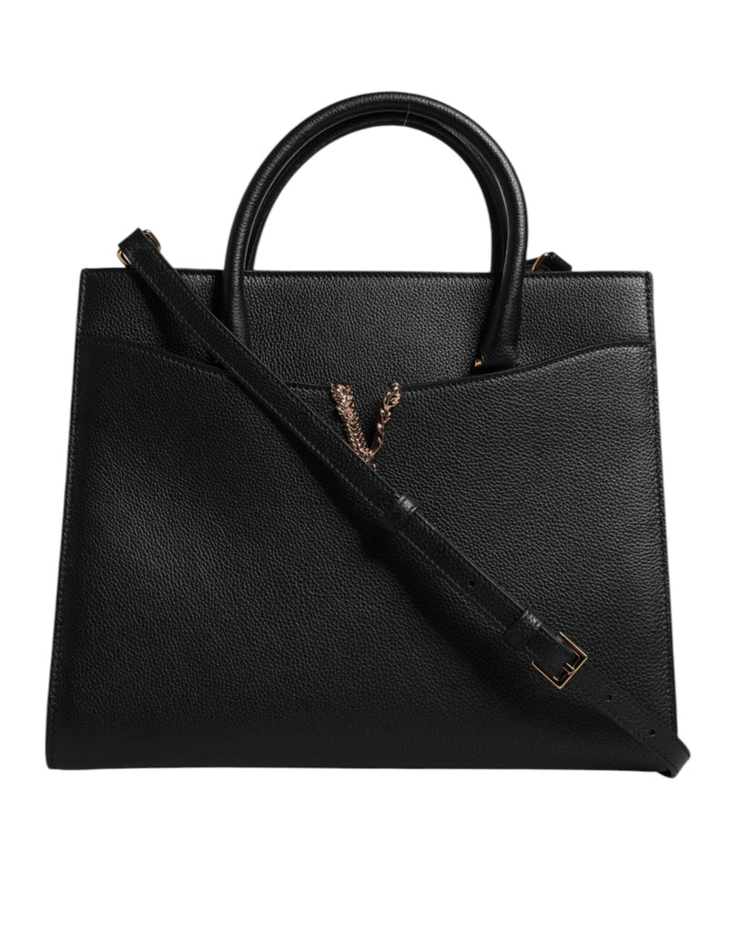 Versace Black Large Leather Top Handle Shoulder Crossbody Bag - Beyzy Store - Versace